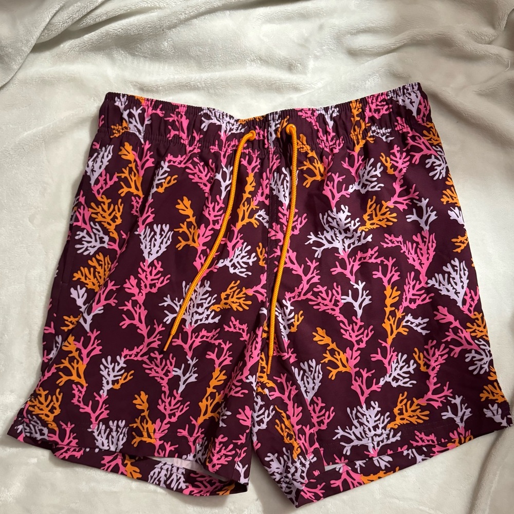 NWOT-Georg 6” Coral Print Swim Trunk/Shorts -Purple/Orange/Pink *Smoke Free Home